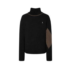 헤지스 골프 여성 25FW 블랙 여성 알파카 울 혼방 아가일 방풍 탈부착 니트 풀오버 HWSW5D753BK