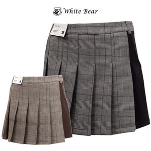 여성 체크 플리츠 기모 골프 스커트_M2-0B048