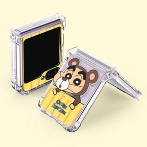 귀여운 짱구 그립톡 삼성 갤럭시 Z플립7 Z플립6 Z플립5 Z플립4 힌지 보호 투명 범퍼 휴대폰 케이스