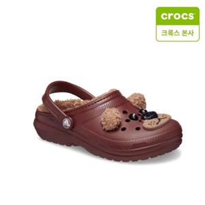 [백화점][크록스 본사] 클래식 라인드 아이엠 브라운베어 클로그 토들러 다크클레이 210019-2FL