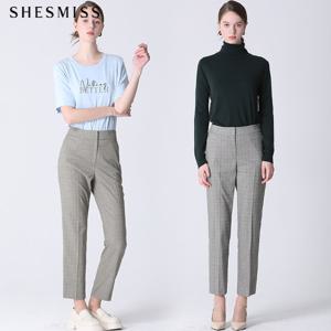 [쉬즈미스] 체크 패턴 슬림 팬츠