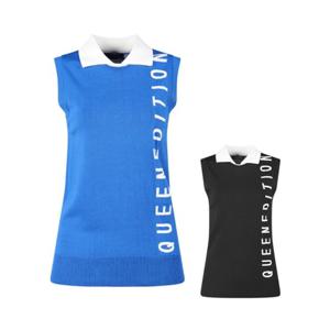 럭스골프 여성 배색 카라 민소매 골프니트 GQ3M512W