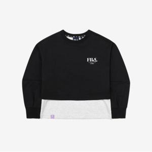 [휠라키즈] Girls 뒷절개 크롭 맨투맨 (FK2POG1303F_BLK)