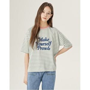 [르샵]스트라이프 배색 메이크 반팔 티셔츠 (DO1LW034A)