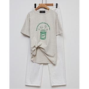 [르샵]데일리 팝콘 프린팅 반팔 티셔츠 (DO1LW025A)
