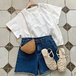 샵앤) 스잔 여성 라운드 스트링 반팔티 JR-WSH-3198-아이보리