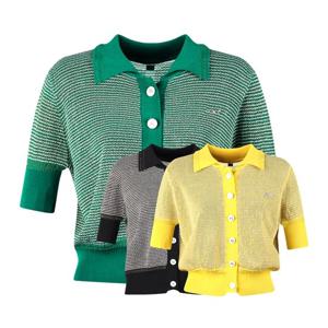 럭스골프 여성 샤이닝 5부 반팔 니트 가디건 LB4M702W