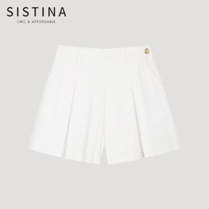 [SISTINA] 인기 린넨 플리츠 숏 퀼로트 팬츠_AWWSPO21740_OW
