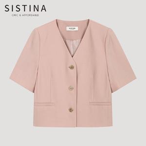 [SISTINA] 인기 브이넥 크롭 셋업 자켓_AWSJKO21050_LP