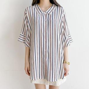 아이우먼 크로와상롱블라우스 IRE421M406 빅사이즈