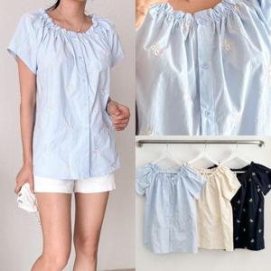 위쉬몰 BN 레니리본자수블라우스(S302H406) 빅사이즈