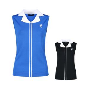 럭스골프 여성 투 라인 카라 민소매 골프니트 GQ4M518W