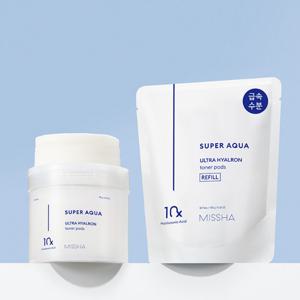 [2개구성][미샤] 수퍼아쿠아 울트라 히알론 토너 패드 90매 + 리필