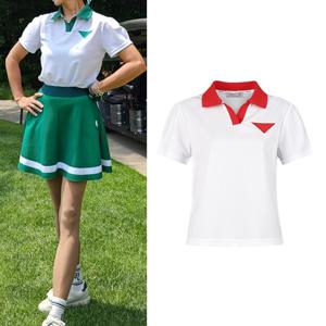 럭스골프 여성 삼각 오픈 카라 반팔 골프셔츠 TO4M626W