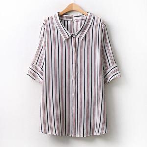 아이우먼 세로줄롱블라우스 IR9878M407 빅사이즈