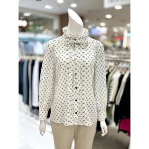 소고 세이브존01 프릴넥 리본 프린트 블라우스 TJ3BA01