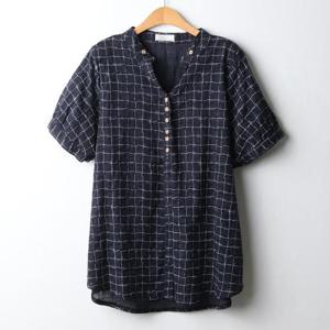 아이우먼 체크패턴버튼반팔남방 OLJ207M408 빅사이즈