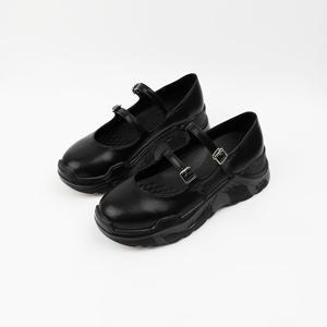 [신난다슈]여성 스니커즈 5cm 메리제인 키높이 운동화 슬립온 발편한 통굽 TMZ243103 블랙