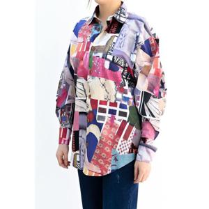 [비꼴리끄(여성)]코튼 프린트 소매 주름 셔츠 블라우스 B242WB2150