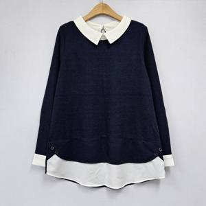 아이우먼 무드레이어드카라배색티 OLS628M409 빅사이즈