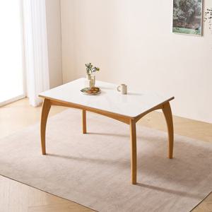 소티디자인 세이지 폴리싱 세라믹 4인 식탁 원목 테이블 내추럴 프레임 화이트유광 상판