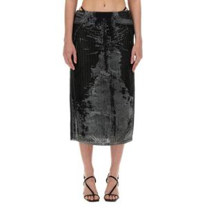 디젤 여성 블랙 DEPRAFSE1 롱 스커트 A14512_068MU01