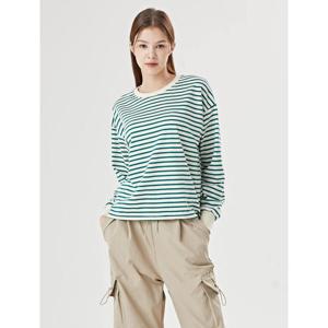 [르샵]라운드 스트라이프 배색 크롭 긴팔 티셔츠 (DO3LW014A)