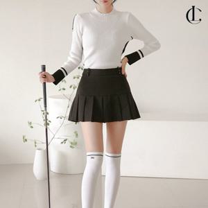 엘케이트 여자 골프웨어 하이넥 골지 슬림 티셔츠 LOJ006