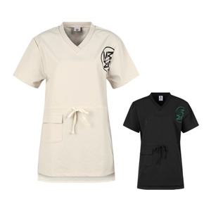 럭스골프 여성 브이넥 롱기장 커버업 반팔 셔츠 MW4A630W