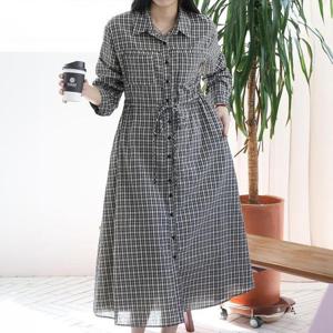 아이우먼 모노셔츠카라체크원피스 BNS864M410 빅사이즈