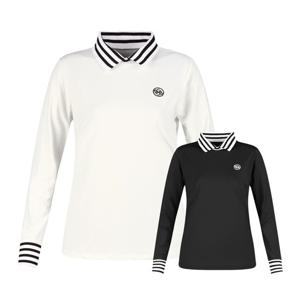 럭스골프 여성 스트라이프 카라 긴팔 티셔츠 JB4A611W