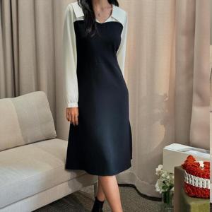 아이우먼 레이디배색카라원피스 YPT008M410 빅사이즈