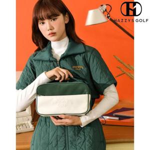 헤지스골프  (HUBA4F904E3) 블랙 남녀공용 컬러배색 파우치