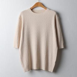 아이우먼 컬러꽈배기니트반팔티 APJ313M410 빅사이즈