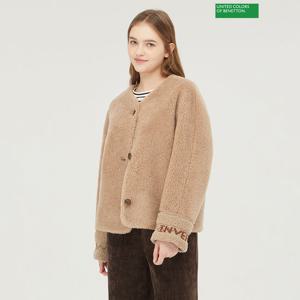 베네통 니트 소매 리버시블 인조 무스탕 BALE50361_BG