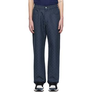 25 FW 지방시 남성 네이비 자카드 데님 진 251278M186003