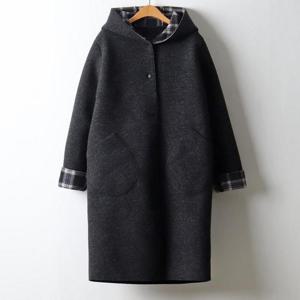 아이우먼 소프트체크배색울코트 BGJ547M412 빅사이즈