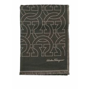 [SALVATORE FERRAGAMO] 라프리마 남성 스카프 울 위드 간치니 로고 520068754856003 그린 /8