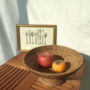 라탄 바구니 라탄 원형 과일 바스켓