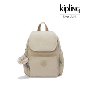 [키플링]키플링 미니백팩 시티집 미니 시그니처 베이지 엠보 KPABA08 SBGE