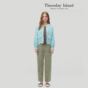 [Thursday Island] 배색 라인 점퍼형 트위드 자켓(T232MJK133W)