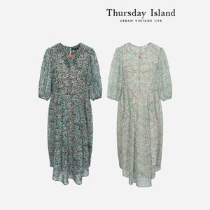 [Thursday Island] 플로럴 브이넥 코쿤 원피스 (T232MOP536W)