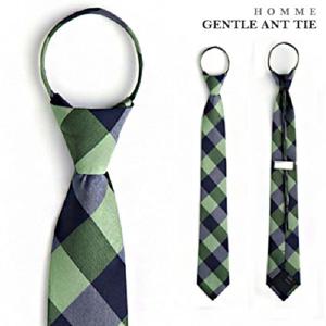 젠틀안트 그린네이비 체크자동넥타이05-1012