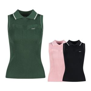 럭스골프 여성 라인 시보리 카라 민소매 골프니트 LB25S502W