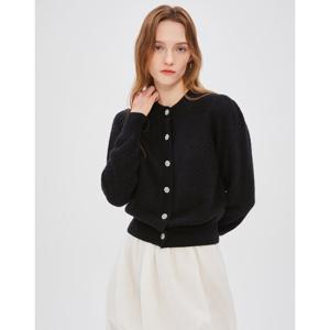 질스튜어트 뉴욕 여성 24FW 캐시미어 30% 블랙 레귤러핏 크리스탈 버튼 긴팔 가디건 JSSW4D813BK