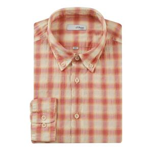 [듀퐁]25년 SS 신상 슬림핏 시어써커 버튼다운 캐주얼 긴팔셔츠 -SE5SM21LS346SOR(오렌지)