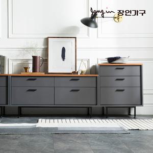 장인가구 루시퍼 그레이 다용도 수납 1800 거실장 세트B