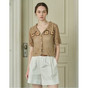 [르샵]자수 그물 카라넥 반팔 가디건 (DP2CK009A)