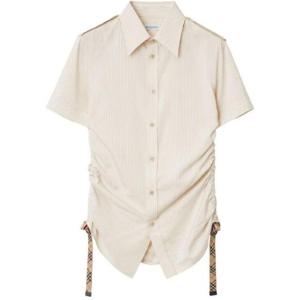 버버리 체크 패턴 드로스트링 실크 셔츠 1926461