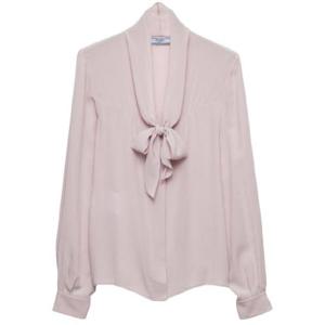 프라다 보우 장식 실크 블라우스 1926493